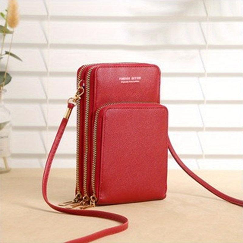 Mini Crossbody Bag Wallet Touch Screen Mobile Phone Bag Zipper Coin Purse
