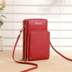 Mini Crossbody Bag Wallet Touch Screen Mobile Phone Bag Zipper Coin Purse