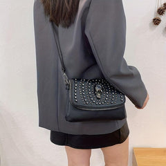 Gothic Studded Crossbody Bag Halloween Skull Shoulder Bag