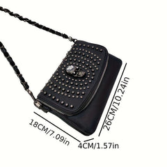Gothic Studded Crossbody Bag Halloween Skull Shoulder Bag