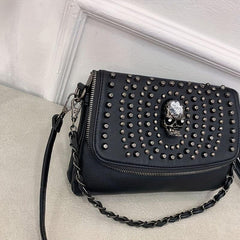 Gothic Studded Crossbody Bag Halloween Skull Shoulder Bag