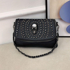 Gothic Studded Crossbody Bag Halloween Skull Shoulder Bag