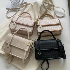 Colorblock Houndstooth Satchel Bag Crossbody for Women