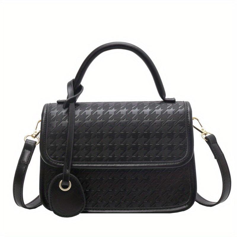 Colorblock Houndstooth Satchel Bag Crossbody for Women