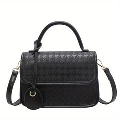 Colorblock Houndstooth Satchel Bag Crossbody for Women