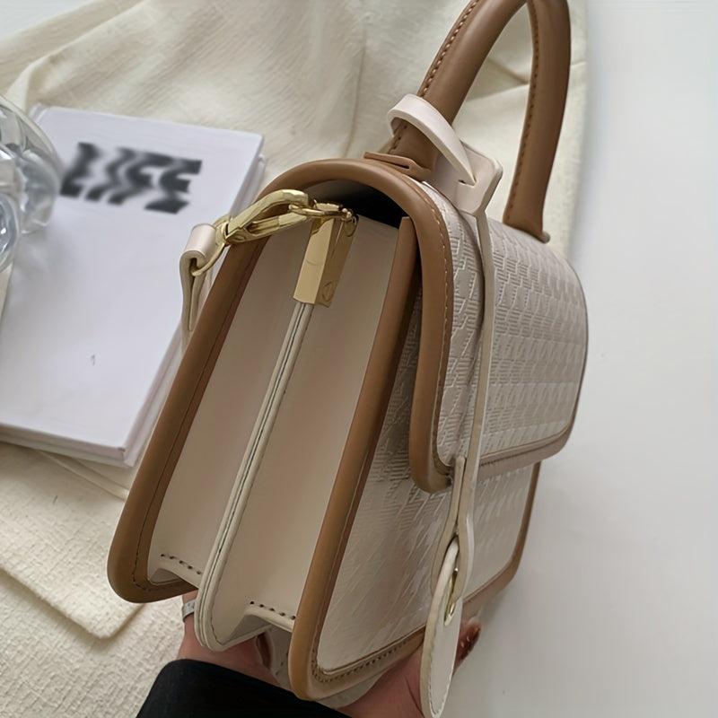 Colorblock Houndstooth Satchel Bag Crossbody for Women
