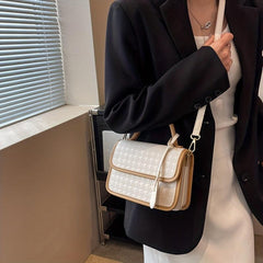 Colorblock Houndstooth Satchel Bag Crossbody for Women