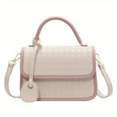 Colorblock Houndstooth Satchel Bag Crossbody for Women