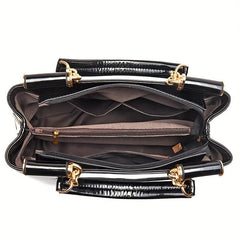 Sequins Embroidery Handbag For Women Patent Leather Tote Bag