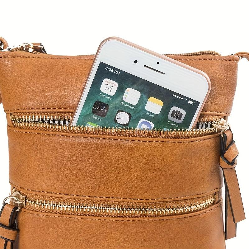 Retro Crossbody Bag Vegan Leather Square Shoulder Purse