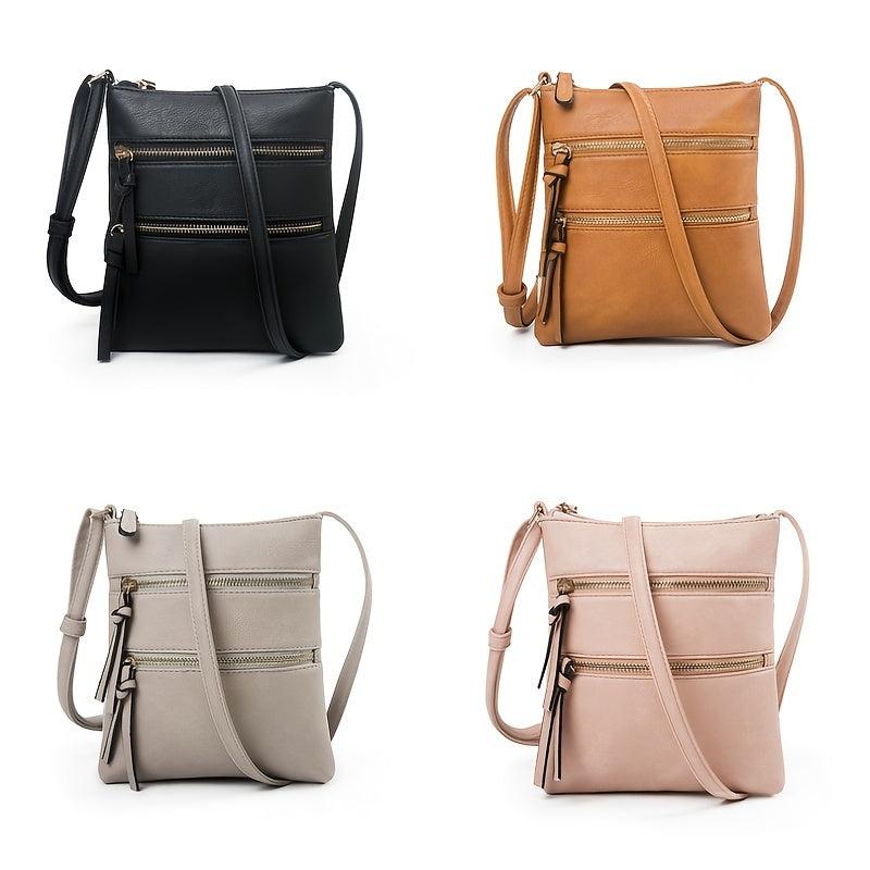 Retro Crossbody Bag Vegan Leather Square Shoulder Purse