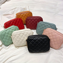 Quilted Chain Crossbody Bag PU Leather Square Purse Women's Camera Shoulder Bag