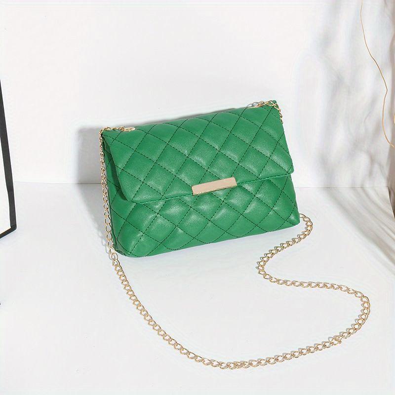 Argyle Quilted Crossbody Bag Chain Shoulder Bag Small Flap Square Purse