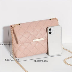 Argyle Quilted Crossbody Bag Chain Shoulder Bag Small Flap Square Purse