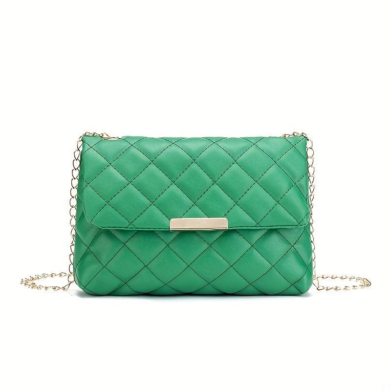 Argyle Quilted Crossbody Bag Chain Shoulder Bag Small Flap Square Purse