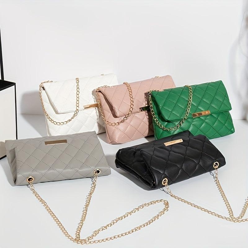 Argyle Quilted Crossbody Bag Chain Shoulder Bag Small Flap Square Purse