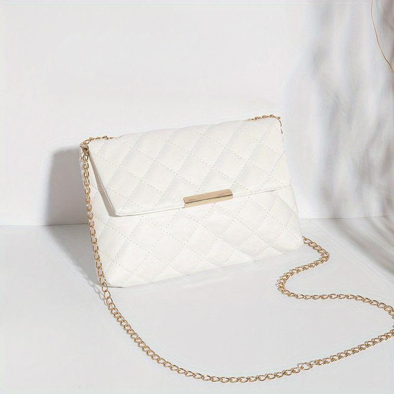 Argyle Quilted Crossbody Bag Chain Shoulder Bag Small Flap Square Purse