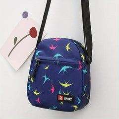 Vintage Pattern Zipper Shoulder Bag Small Crossbody Bag