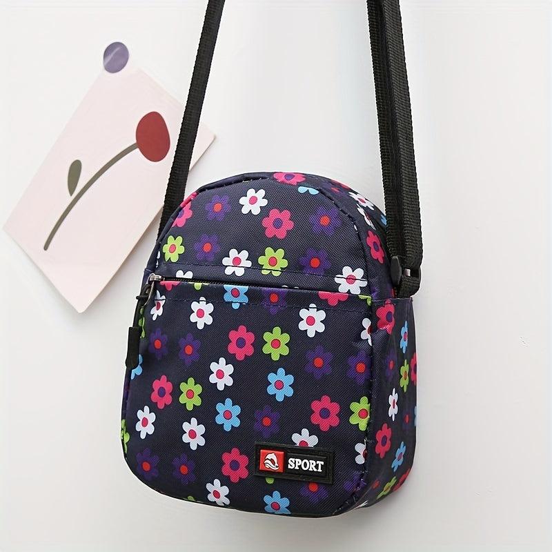 Vintage Pattern Zipper Shoulder Bag Small Crossbody Bag