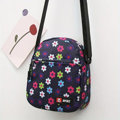Vintage Pattern Zipper Shoulder Bag Small Crossbody Bag