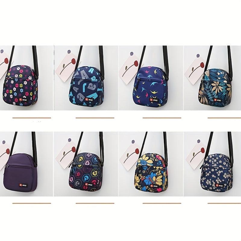 Vintage Pattern Zipper Shoulder Bag Small Crossbody Bag