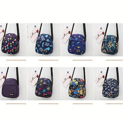 Vintage Pattern Zipper Shoulder Bag Small Crossbody Bag