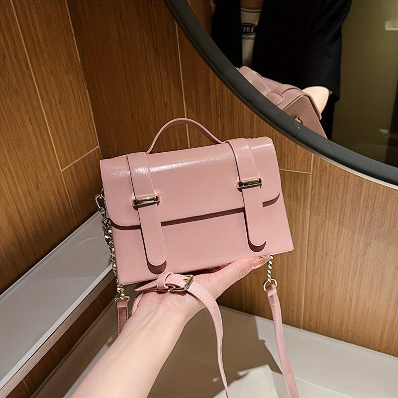 Small Chain Messenger Bag Solid Crossbody Bag Women's Sweet Handbags