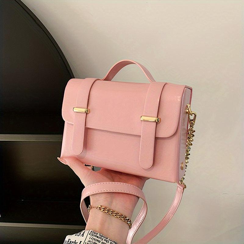 Small Chain Messenger Bag Solid Crossbody Bag Women's Sweet Handbags