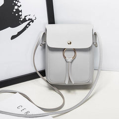 Solid Ring Mini Crossbody Bag PU Leather Casual Shoulder Bag