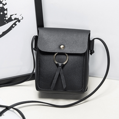 Solid Ring Mini Crossbody Bag PU Leather Casual Shoulder Bag