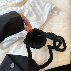 Mini Crochet Crossbody Bag for Women Solid Color Knitted Phone Bag