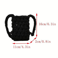 Mini Crochet Crossbody Bag for Women Solid Color Knitted Phone Bag