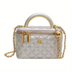 Quilted Mini Chain Crossbody Bag Top Handle Bucket Purse