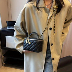 Quilted Mini Chain Crossbody Bag Top Handle Bucket Purse