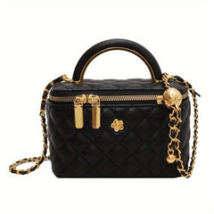 Quilted Mini Chain Crossbody Bag Top Handle Bucket Purse