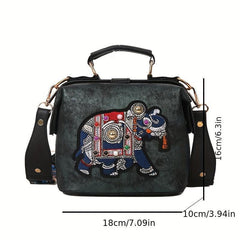 Vintage Elephant Pattern Shoulder Bag Women's Crossbody Bag