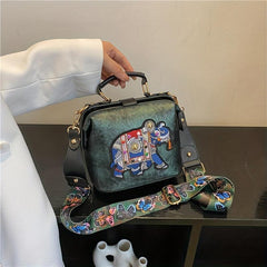 Vintage Elephant Pattern Shoulder Bag Women's Crossbody Bag