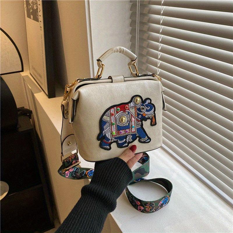 Vintage Elephant Pattern Shoulder Bag Women's Crossbody Bag