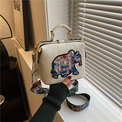 Vintage Elephant Pattern Shoulder Bag Women's Crossbody Bag