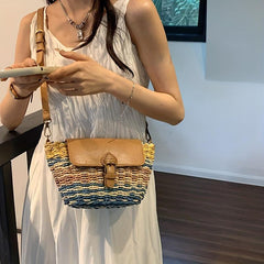 Straw Woven Crossbody Bag Boho Style Shoulder Bag