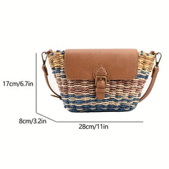 Straw Woven Crossbody Bag Boho Style Shoulder Bag