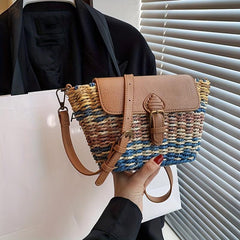 Straw Woven Crossbody Bag Boho Style Shoulder Bag