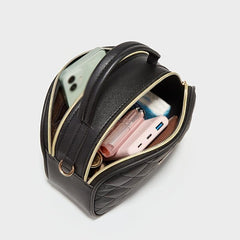 Argyle Quilted Square Crossbody Bag Women's Double Zipper Purse