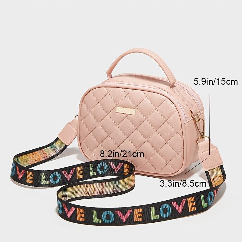 Argyle Quilted Square Crossbody Bag Women's Double Zipper Purse