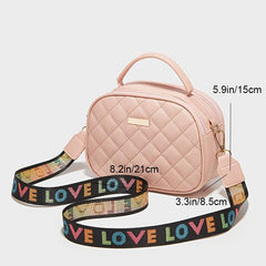 Argyle Quilted Square Crossbody Bag Women's Double Zipper Purse