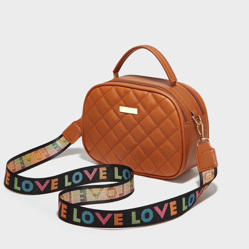 Argyle Quilted Square Crossbody Bag Women's Double Zipper Purse