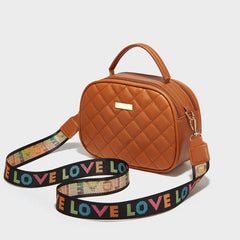 Argyle Quilted Square Crossbody Bag Women's Double Zipper Purse