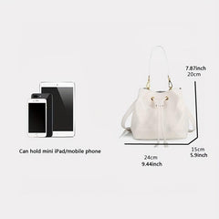 Geometric Embossed Portable Bucket Bag Solid Drawstring Shoulder Bag