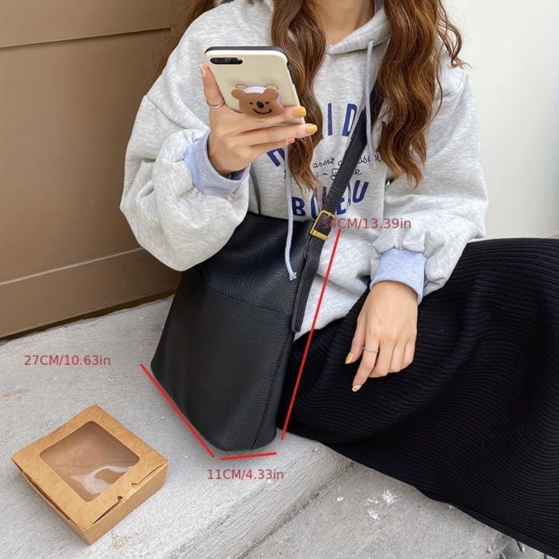Minimalist Crossbody Bag Solid Shoulder Storage Bag PU Leather