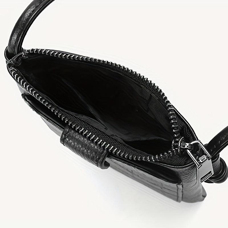 Crocodile Pattern Phone Bag Mini Crossbody PU Leather Vertical Shoulder Purse